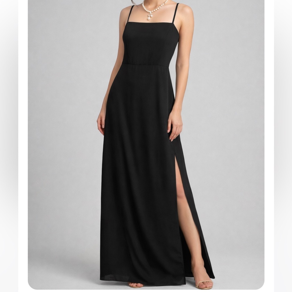 JJ’s House Black Formal Maxi Dress Size 12 NWT Adjustable Straps